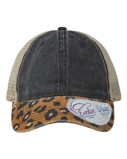 Infinity Her Women's Printed Bill with Mesh Back Cap - Black/ Leopard/ Khaki Front