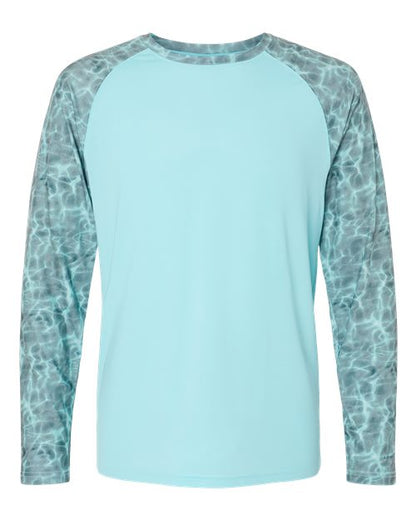 Paragon Men's Panama Colorblocked Long Sleeve T-Shirt - Grey Aqua Water Front