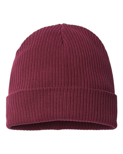 Atlantis Headwear Sustainable Cuffed Beanie - Burgundy Front