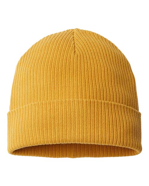 Atlantis Headwear Sustainable Cuffed Beanie - Mustard Yellow Front