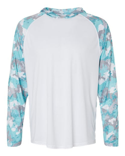 Paragon Unisex Tortuga Extreme Performance Hooded Long Sleeve T-Shirt - White/ Aqua Camo Front