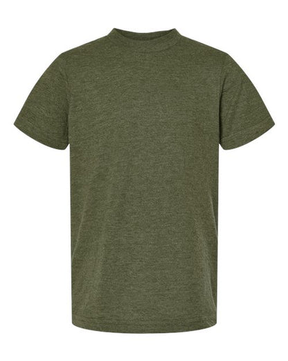 Tultex Youth Fine Jersey T-Shirt - Heather Military Green Front