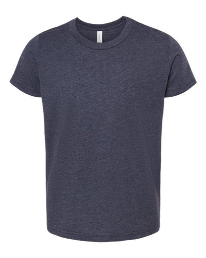 BELLA + CANVAS Youth CVC Jersey Tee - Heather Midnight Navy Front