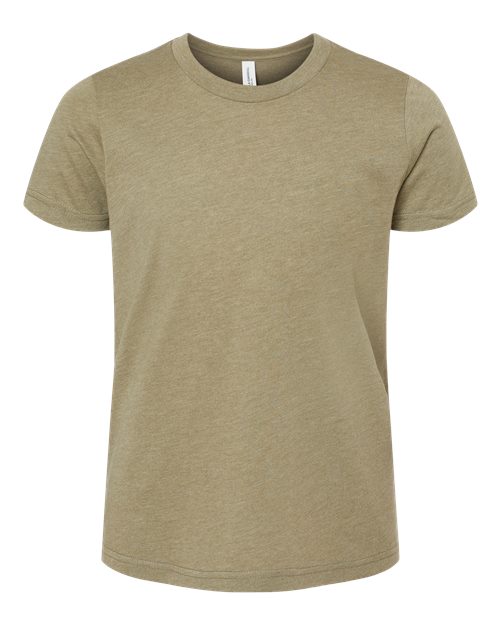 BELLA + CANVAS Youth CVC Jersey Tee - Heather Olive Front