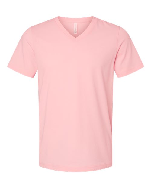 BELLA + CANVAS Unisex Jersey V-Neck Tee - Pink Front