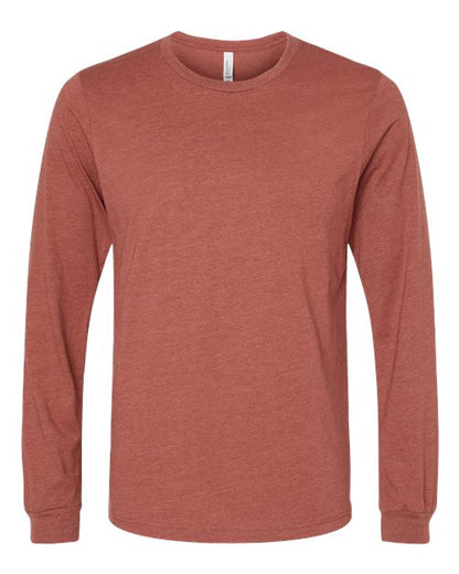 BELLA + CANVAS Heather CVC Long Sleeve Tee - Heather Clay Front