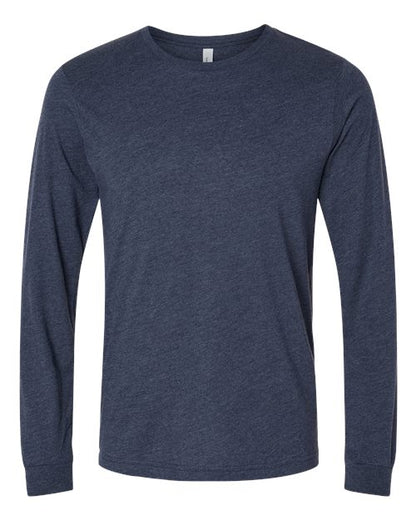 BELLA + CANVAS Heather CVC Long Sleeve Tee - Heather Midnight Navy Front