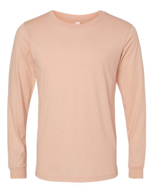 BELLA + CANVAS Heather CVC Long Sleeve Tee - Heather Peach Front