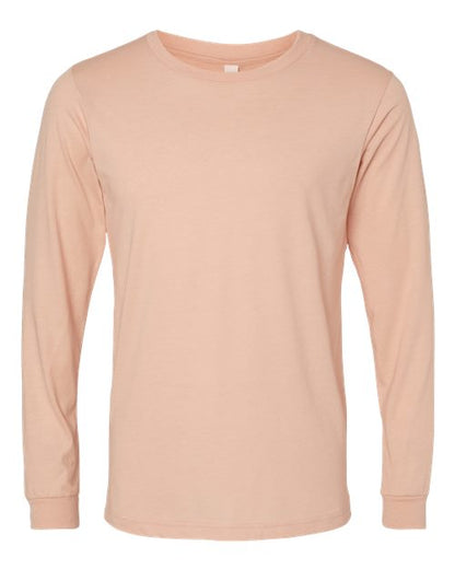 BELLA + CANVAS Heather CVC Long Sleeve Tee - Heather Peach Front