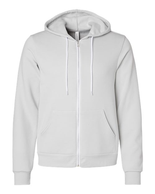 BELLA + CANVAS Unisex Sponge Fleece Full-Zip Hoodie Sweatshirt - Silver Front