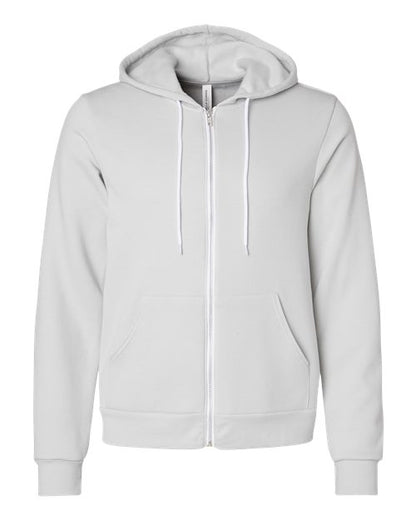 BELLA + CANVAS Unisex Sponge Fleece Full-Zip Hoodie Sweatshirt - Silver Front