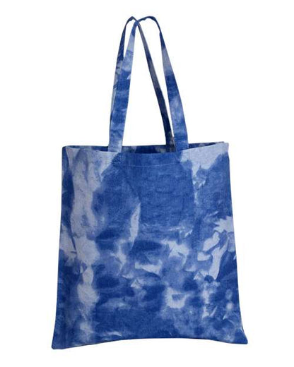 Q-Tees Tie-Dyed Canvas Tote Bag - Cloudy Blue Front