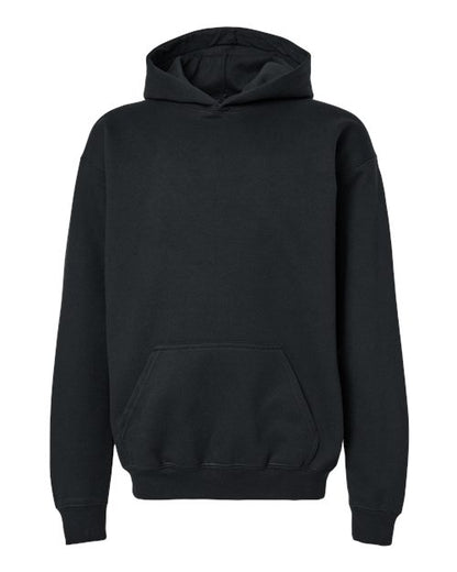 Youth Softstyle® Midweight Hooded Sweatshirt - Black Front