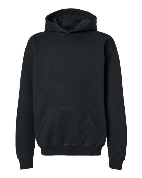 Youth Softstyle® Midweight Hooded Sweatshirt - Black Front