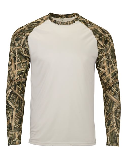Paragon Men's Jackson Mossy Oak Colorblocked Long Sleeve T-Shirt - Shadow Grass Front