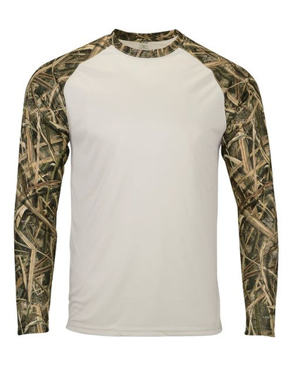 Paragon Men's Jackson Mossy Oak Colorblocked Long Sleeve T-Shirt - Shadow Grass Front