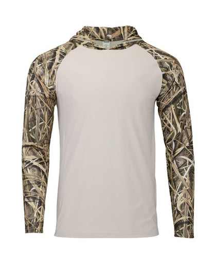 Paragon Men's Biloxi Performance Colorblocked Hooded Long Sleeve T-Shirt - Shadow Grass Front