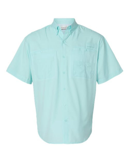 Paragon Men's Hatteras Performance Short Sleeve Fishing Shirt - Aqua Blue Front