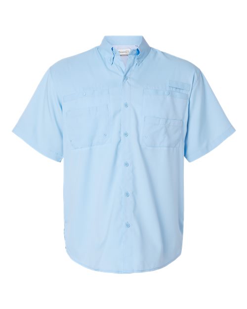 Paragon Men's Hatteras Performance Short Sleeve Fishing Shirt - Blue Mist Front