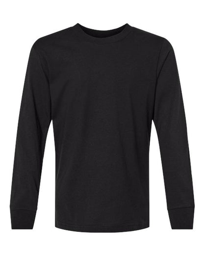 Next Level Youth Cotton Long Sleeve Tee - Black Front