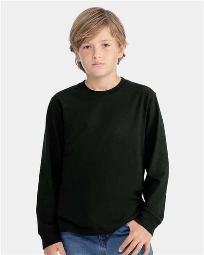 Next Level Youth Cotton Long Sleeve Tee - Model Front