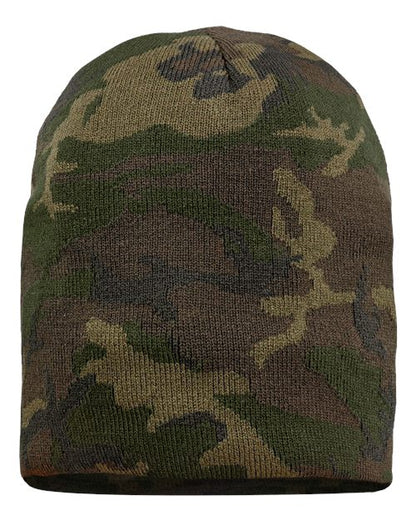 Sportsman 8" Beanie - Green Camo Front
