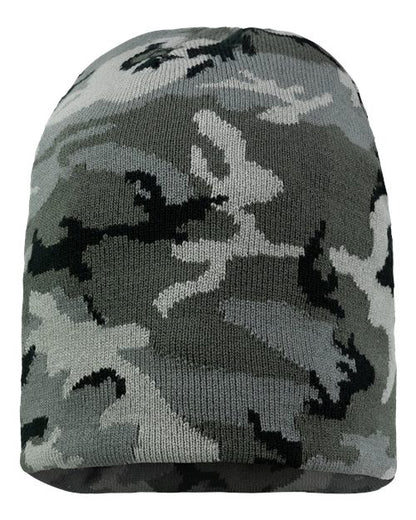 Sportsman 8" Beanie - Grey Camo Front