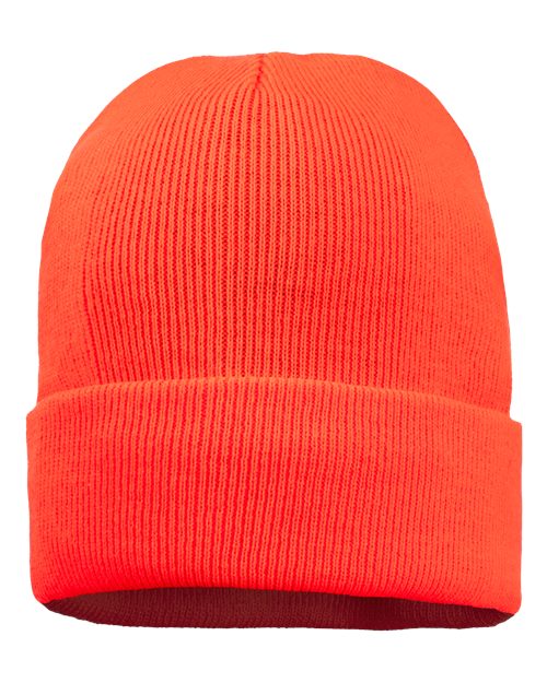 Sportsman 12" Fleece Lined Cuffed Beanie - Blaze Orange Front