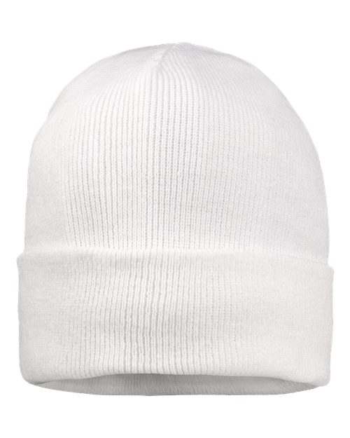 Sportsman 12" Fleece Lined Cuffed Beanie - White Front