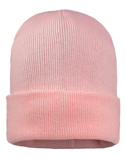 Sportsman 12" Jersey Lined Cuffed Beanie - Pink Front