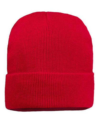 Sportsman 12" Jersey Lined Cuffed Beanie - Red Front