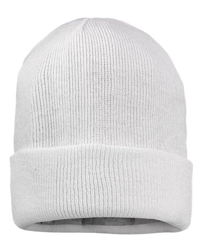 Sportsman 12" Jersey Lined Cuffed Beanie - White Front