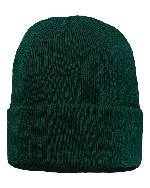 Sportsman 12" Jersey Lined Cuffed Beanie - Forest Green Front