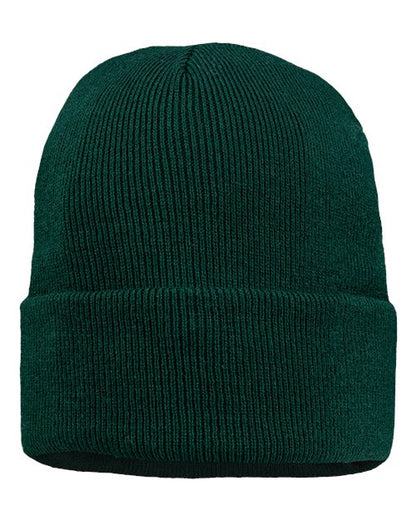 Sportsman 12" Jersey Lined Cuffed Beanie - Forest Green Front