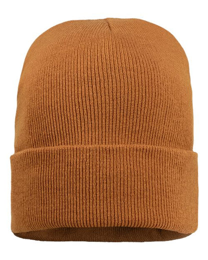 Sportsman 12" Sherpa Lined Cuffed Beanie - Coyote Brown Front