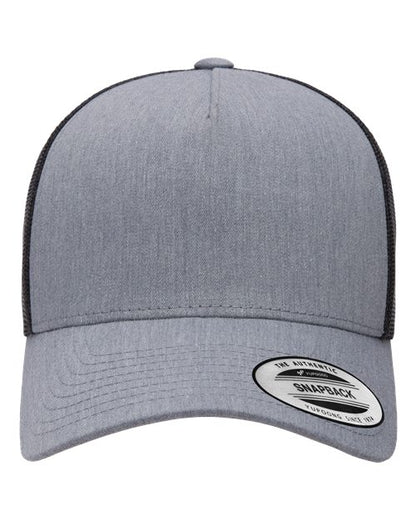 YP Classics Five-Panel Retro Trucker Cap - Heather/ Black Front