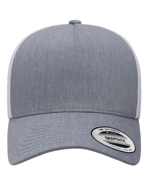 YP Classics Five-Panel Retro Trucker Cap - Heather/ White Front