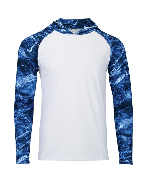Paragon Men's Biloxi Performance Colorblocked Hooded Long Sleeve T-Shirt - Marlin Front
