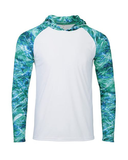 Paragon Men's Biloxi Performance Colorblocked Hooded Long Sleeve T-Shirt - Seafoam Front