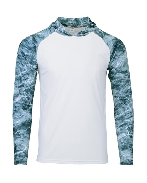 Paragon Men's Biloxi Performance Colorblocked Hooded Long Sleeve T-Shirt - Spindrift Front