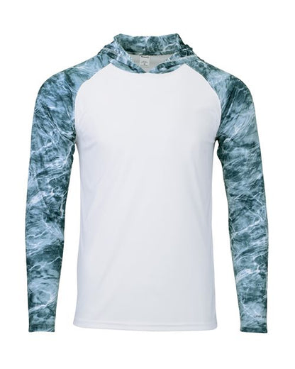 Paragon Men's Biloxi Performance Colorblocked Hooded Long Sleeve T-Shirt - Spindrift Front