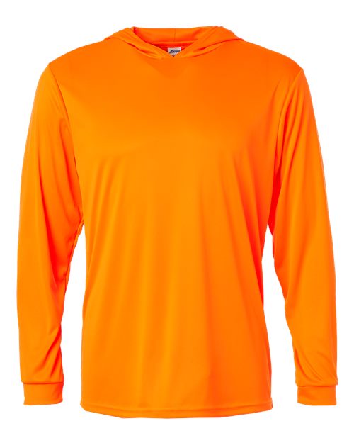 Paragon Unisex Bahama Performance Hooded Long Sleeve T-Shirt - Neon Orange Front