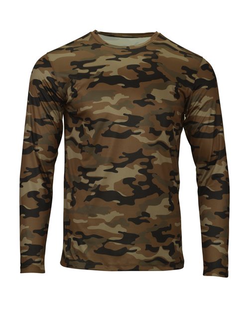 Paragon Men's Woodland Performance Long Sleeve T-Shirt - Coyote Camo Front