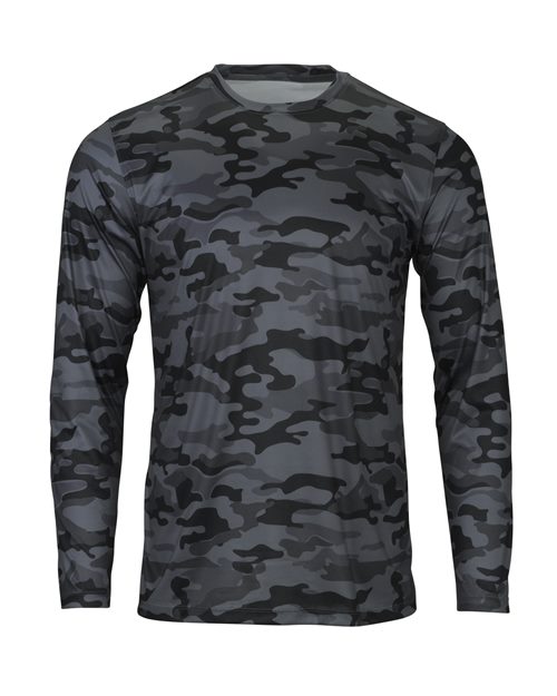 Paragon Men's Woodland Performance Long Sleeve T-Shirt - Smoke Camo Front