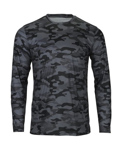 Paragon Men's Woodland Performance Long Sleeve T-Shirt - Smoke Camo Front