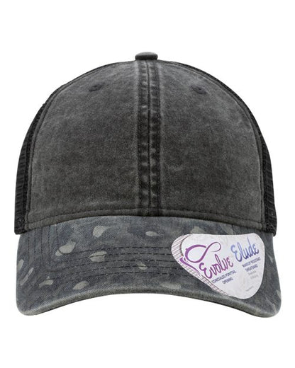 Infinity Her Women's Printed Bill with Mesh Back Cap - Black/ Black Leopard/ Black Front
