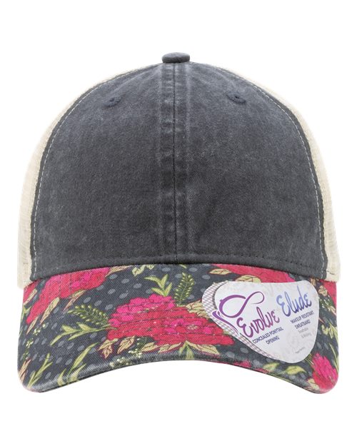 Infinity Her Women's Printed Bill with Mesh Back Cap - Black/ Floral/ Khaki Front