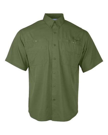 Paragon Men's Hatteras Performance Short Sleeve Fishing Shirt - Olive Green Front