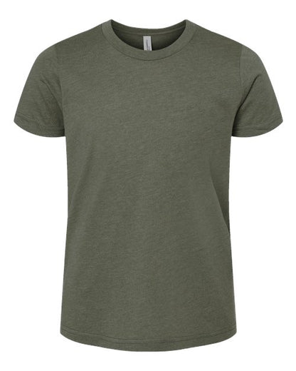 BELLA + CANVAS Youth CVC Jersey Tee - Heather Military Green Front
