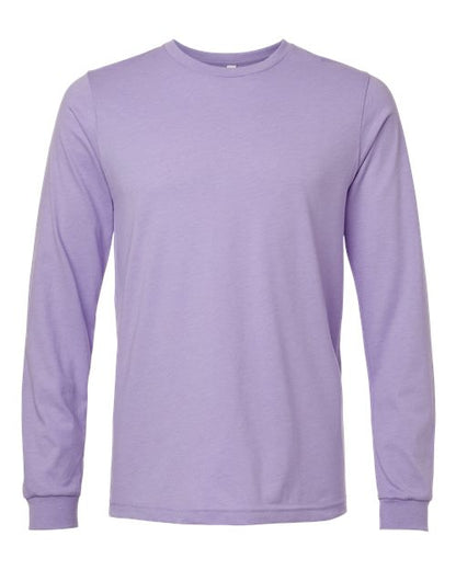 BELLA + CANVAS Heather CVC Long Sleeve Tee - Heather Dark Lavender Front